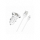 Incarcator Auto 2.4A cu 2 Porturi USB + Cablu Lightning (Alb) Borofone Munificient BZ12