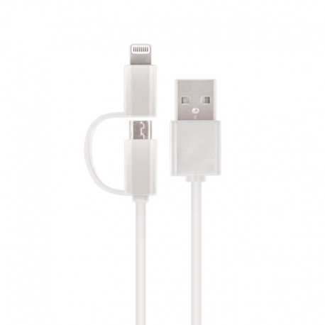 Cablu Date & Incarcare 2in1  - MicroUSB / Lightning  (Alb) Setty