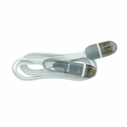 Cablu Date & Incarcare Dual MicroUSB & APPLE Lightning (Alb)