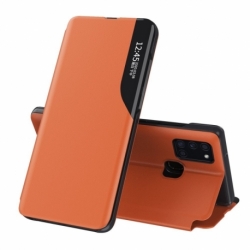 Husa SAMSUNG Galaxy A12 - Leather View Case (Portocaliu)