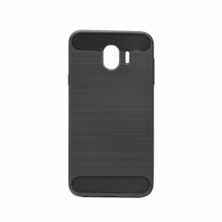 Set SAMSUNG Galaxy J4 2018 - Husa Carbon (Negru) Forcell + Folie de Sticla 9D Full Glue (Negru) TSS