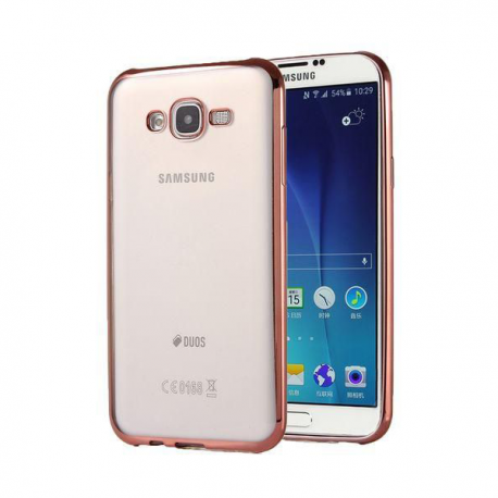 Set SAMSUNG Galaxy J5 (2015) - Husa Electro (Roz-Auriu) + Folie de Sticla Flexibila Raccon