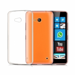 Set MICROSOFT Lumia 550 - Husa Ultra Slim (Transparent) + Folie de Sticla Smart Glass