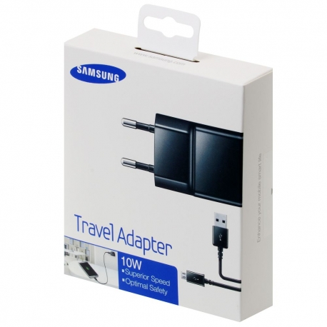 Incarcator Original SAMSUNG 2A + Cablu MicroUSB (Negru) Blister (ETAU90EBE + DU4BBE)