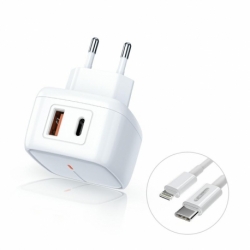 Incarcator Universal USB & Tip C + Cablu Lightning  (Alb) JELLICO C3