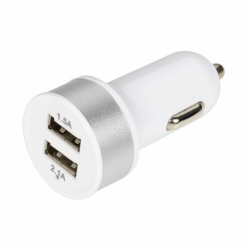 Incarcator Auto 3.1A cu 2 Porturi USB (Argintiu) RING