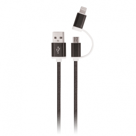 Cablu Date & Incarcare 2in1 - MicroUSB / Tip C (Negru) Setty