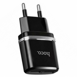 Incarcator 2.4A cu 2 Porturi USB - Doar Priza (Negru) C12 HOCO