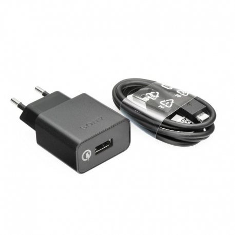 Incarcator Original SONY 1.8A Fast Charge + Cablu MicroUSB (Negru) UCH10+EC803 Bulk