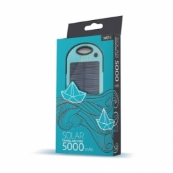 Baterie Externa cu Incarcare Solara - 5000 mAh (Albastru) Setty