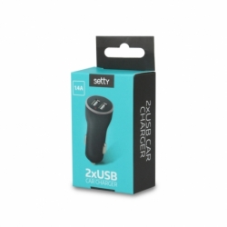 Incarcator Auto 1.4A cu 2 Porturi USB (Negru) Setty