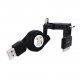 Cablu Date Retractabil MicroUSB & APPLE (Negru) WOZINSKY