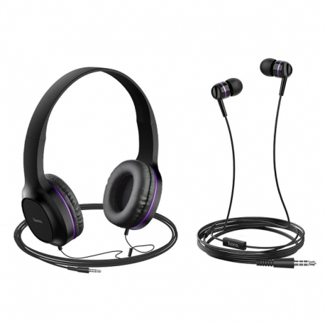 Set Casti Audio + Casti Telefon cu Microfon (Violet) HOCO W24